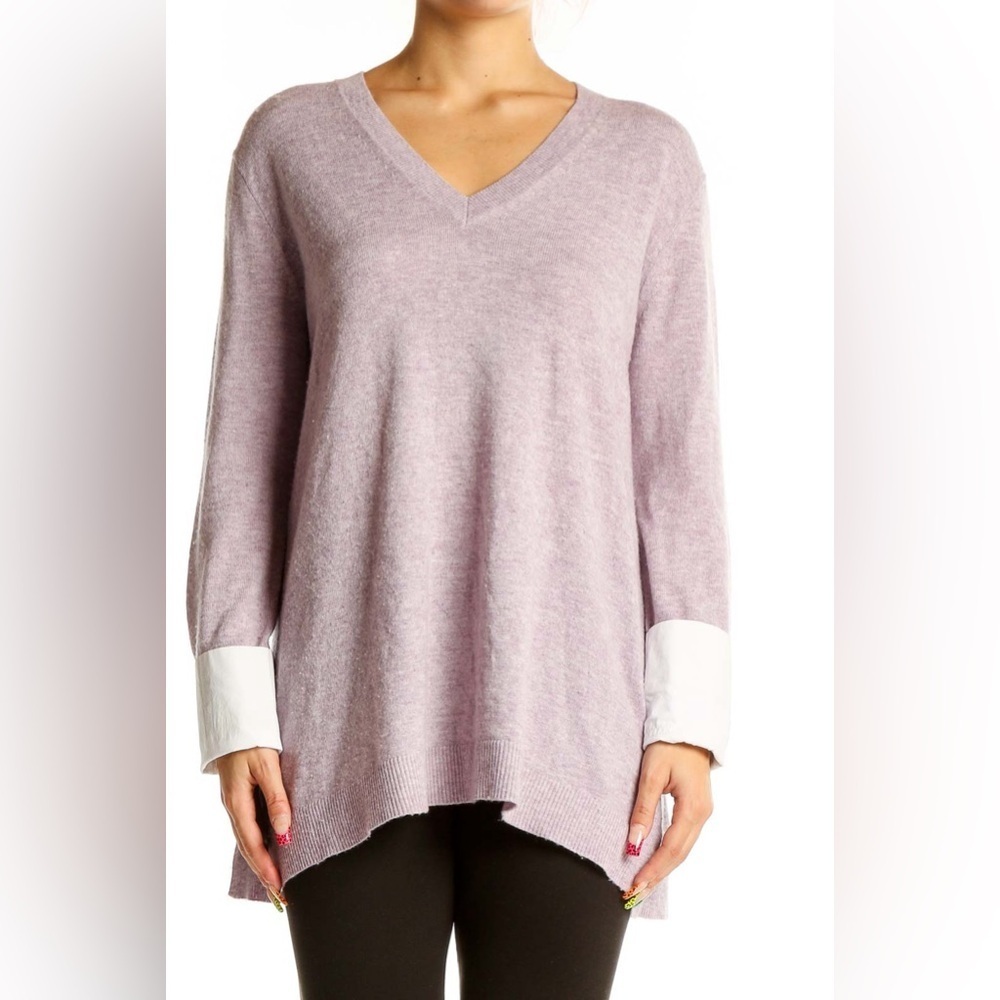 J Crew Lavender V Neck Wool Blend Sweater Small